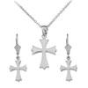 14K White Gold Roman Catholic Necklace Earring Set