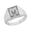 White Gold Diamond Initial M Ring