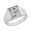 White Gold Diamond Initial P Ring