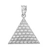 White Gold Egyptian Pyramid Triangle Pendant Necklace