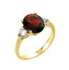 Yellow Gold Garnet and White Topaz Ring