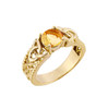 Yellow Gold Celtic Knot Citrine Gemstone Ring