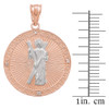 Two Tone Rose Gold St. Andrew Circle Medallion Diamond Pendant Necklace  (Medium)