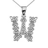 "W" Initial In Celtic Knot Pattern Sterling Silver Pendant Necklace