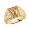 Yellow Gold Diamond Initial W Ring