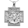 White Gold Jesus Christ Cross Pendant Necklace