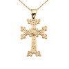 Eternity "Khachkar" Armenian Cross Yellow Gold Pendant Necklace (Small)