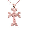 Eternity "Khachkar" Armenian Cross Rose Gold Pendant Necklace (Medium)