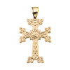 Eternity "Khachkar" Armenian Cross Yellow Gold Pendant Necklace (Medium)