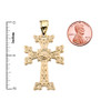 Eternity "Khachkar" Armenian Cross Yellow Gold Pendant Necklace (Large)