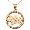 Yellow Gold John 3:16 Cubic Zirconia Rope Design Pendant Necklace