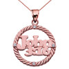 Rose Gold John 3:16 Diamond Rope Design Pendant Necklace