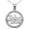 White Gold John 3:16 Diamond Rope Design Pendant Necklace