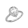 3 Carat Cubic Zirconia Pear Shape Solitaire Elegant White Gold Engagement Proposal Ring