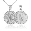 Sterling Silver Firefighter Badge Reversible St. Michael Pendant Necklace