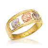 Tri-Tone Gold Elephant Openwork Ring