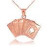 Rose Gold Poker Royal Flush Pendant Necklace