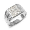 Men's White Gold Square Top CZ Ring