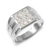 Men's Sterling Silver Square Top CZ Ring