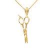 Gold Diamond Cut Scissors Charm Necklace