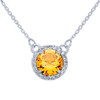 14k White Gold Diamond Citrine Necklace