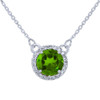 14k White Gold Diamond Peridot Necklace