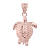 Solid Rose Gold Turtle Charm Pendant