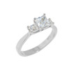 White Gold Princess Cut Engagement Ring with CZ