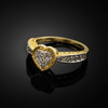 Yellow Gold Diamond-Studded Heart Ring