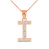 Rose Gold Letter "I" Diamond Initial Pendant Necklace