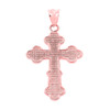 Solid Rose Gold Orthodox Cross Charm Pendant