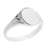 Solid White Gold Oval Engravable Men's Signet Ring