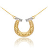 14k Two-Tone Gold Diamond Horseshoe Necklace