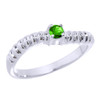 White Gold Curved Stackable CZ Birthstone Ring