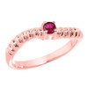 Rose Gold Curved Stackable CZ Birthstone Ring