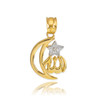 Gold Diamond Crescent Moon Allah Pendant Necklace