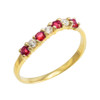 Gold Wavy Stackable CZ Ruby Ring