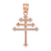 Rose Gold Diamond Maronite Aramaic Cross Necklace