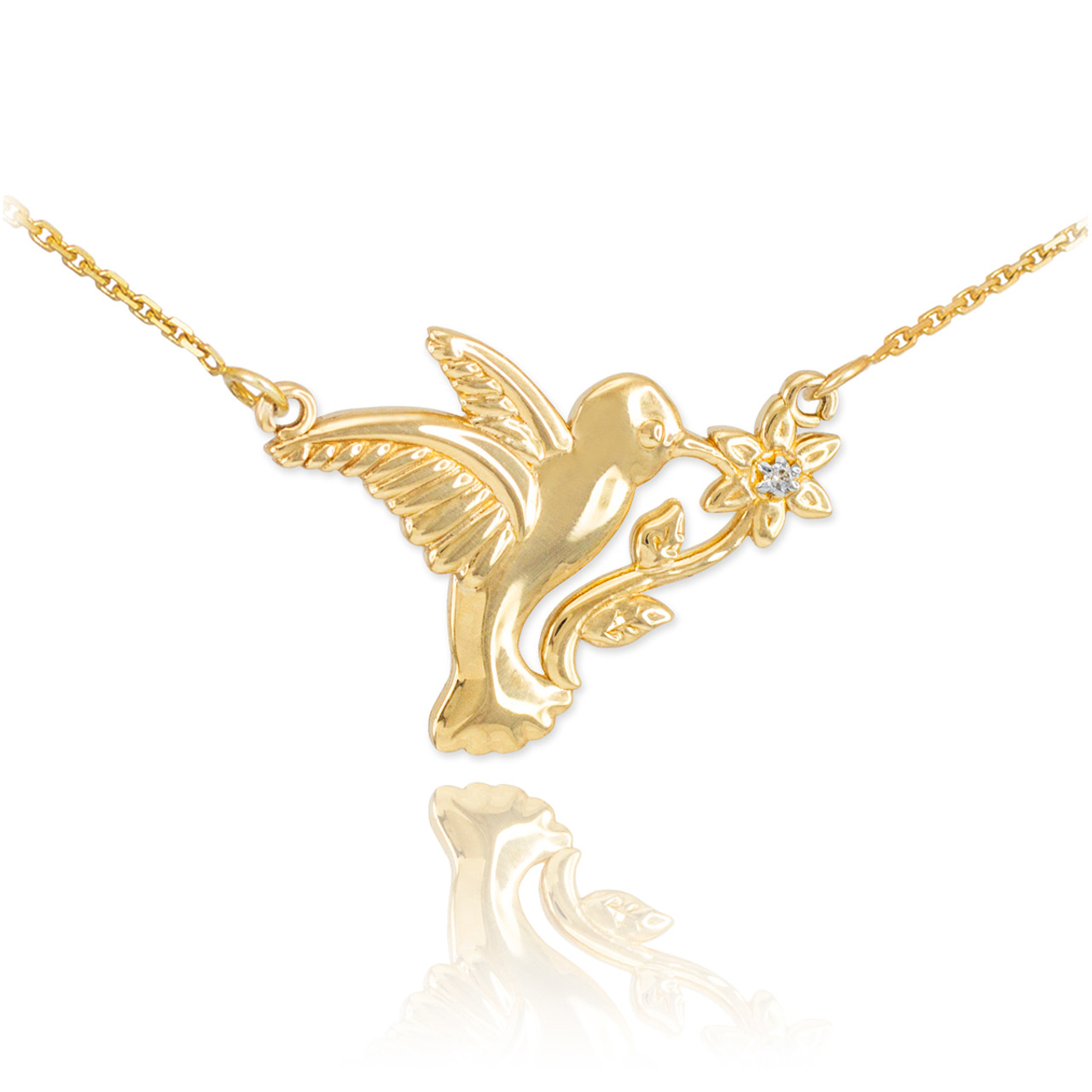 Hummingbird Solid 14k Gold Cremation Jewelry - Perfect Memorials