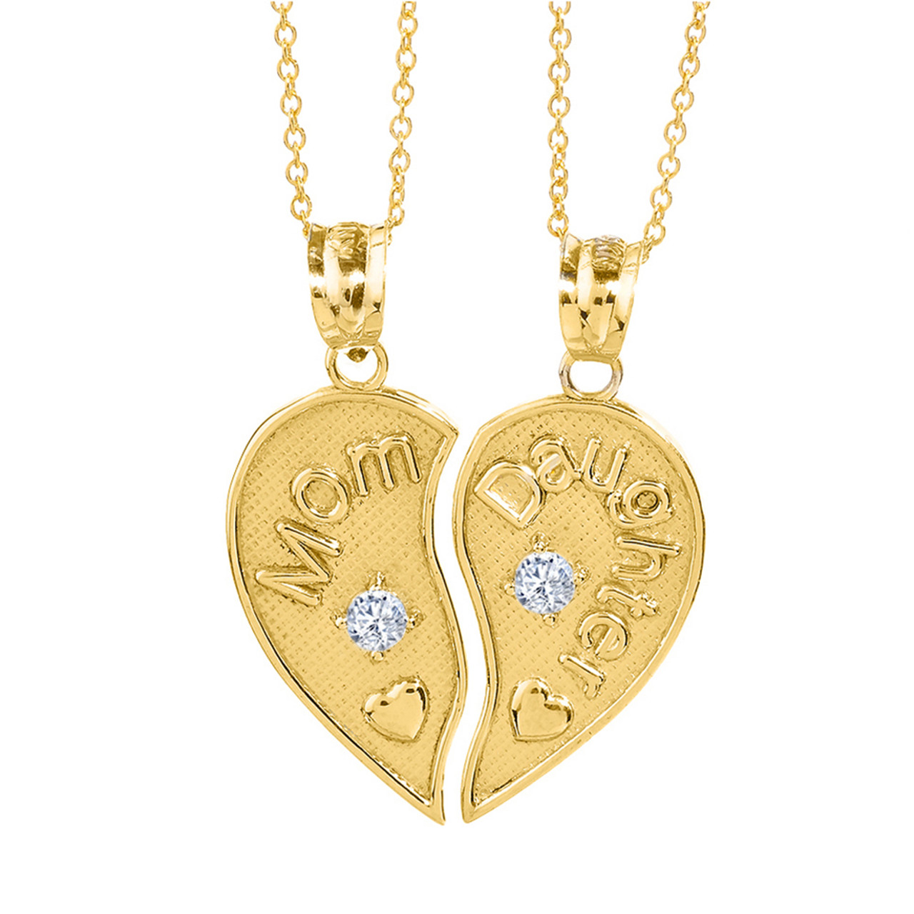 Mother Daughter Heart Necklace Set in 24K Gold Plating by oNecklace