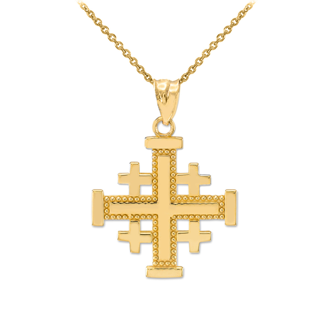 Jewels Obsession Silver Cross Necklace | Rhodium-plated 925 Silver  Jerusalem Cross Pendant with 18