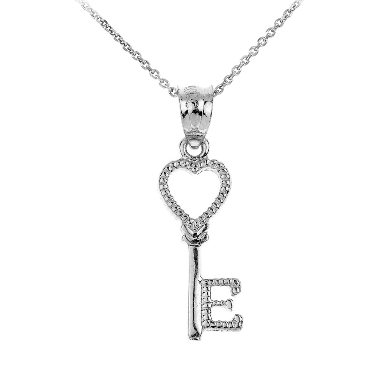 14K Gold and Silver Key to the Heart Pendant Necklace Set - Baltinester  Jewelry