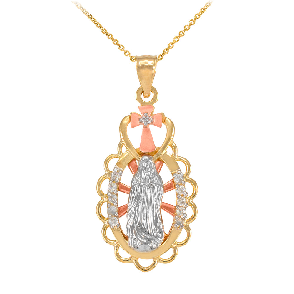 Three tone Gold Virgin Mary Guadalupe 