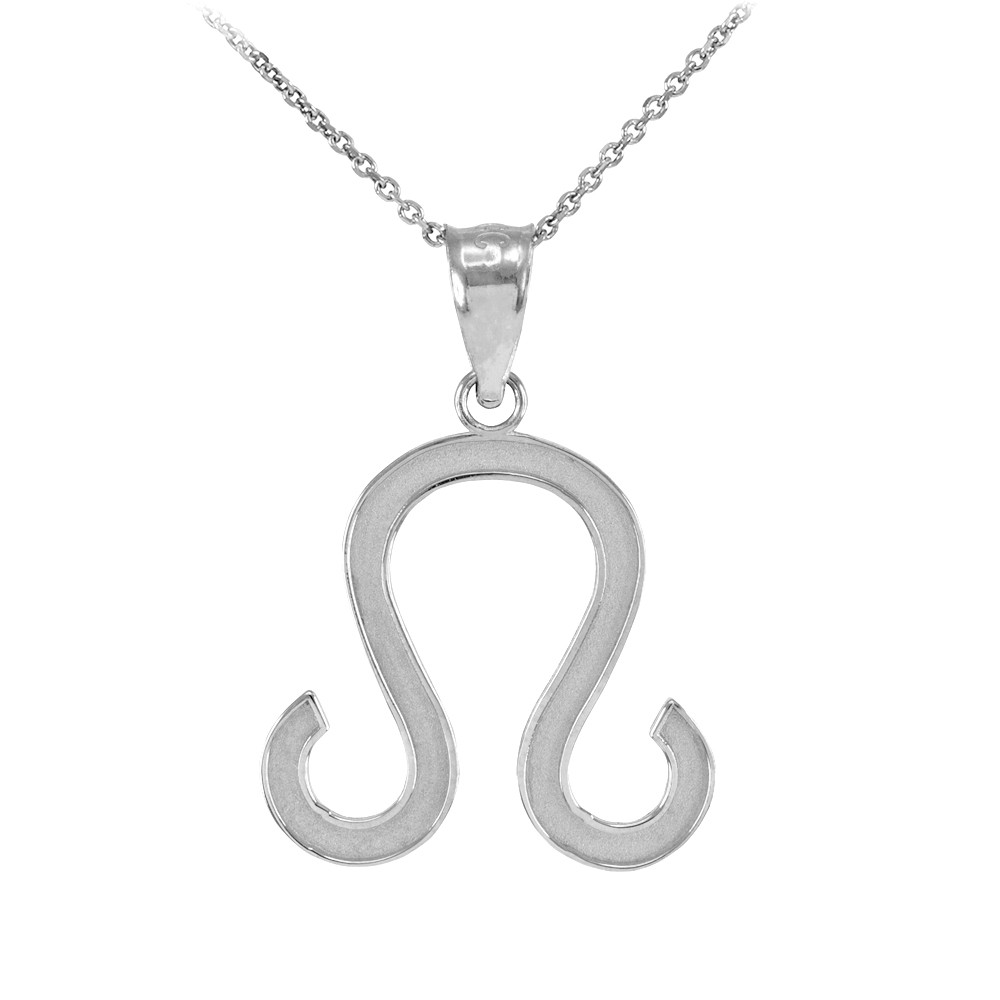 White Gold Leo Zodiac Sign Pendant Necklace