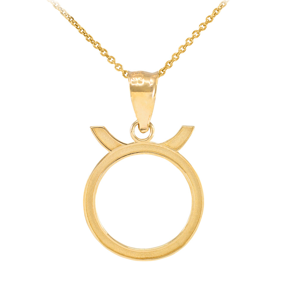 Gold Taurus Zodiac Sign Pendant Necklace