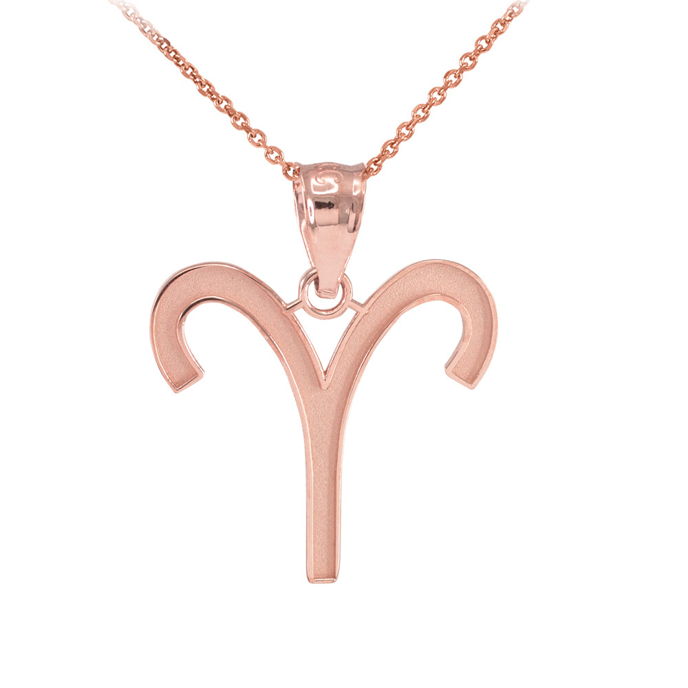 Rose Gold Aries Zodiac Sign Pendant 
