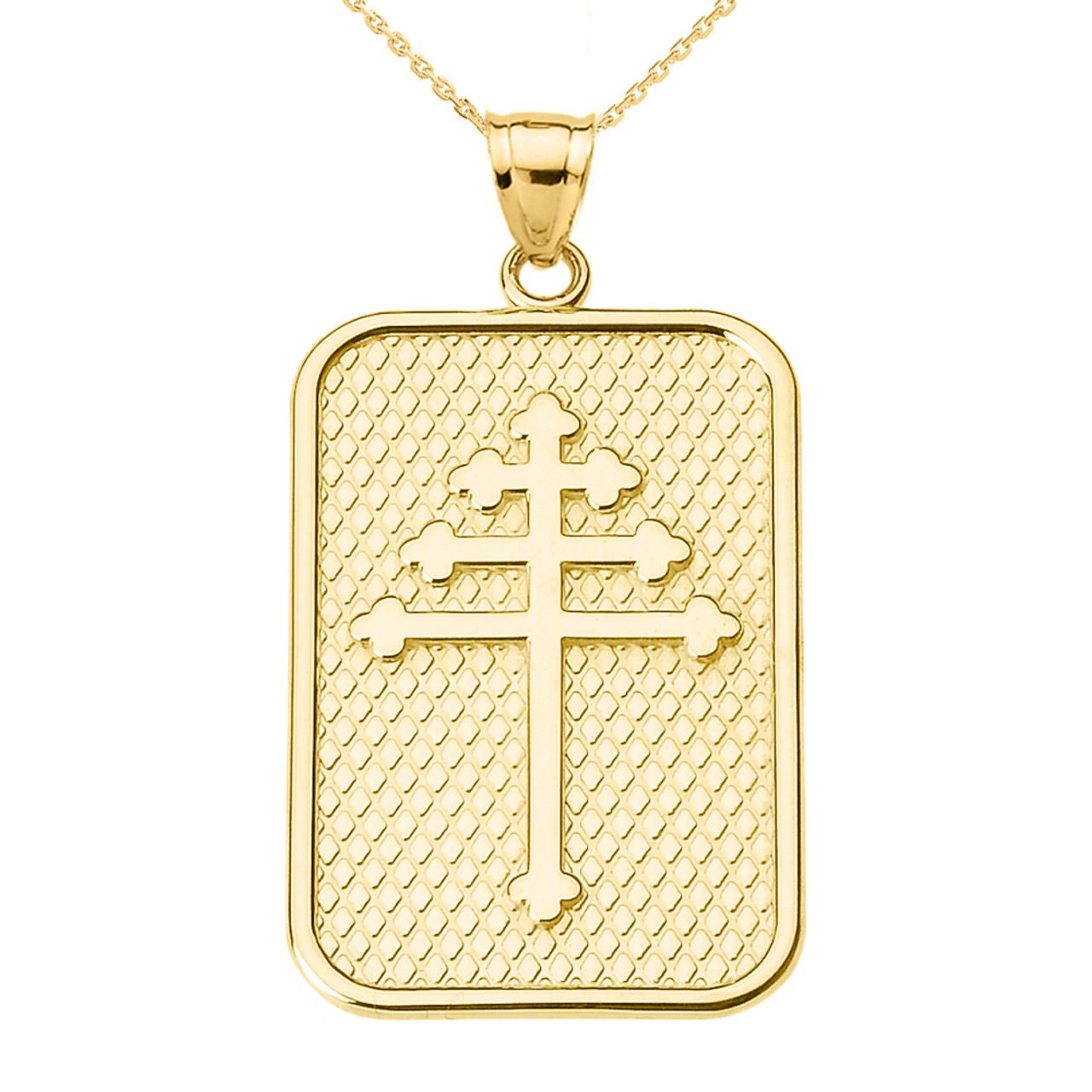 Men's Slanted Name Dog Tag Necklace 10K Yellow Gold 22