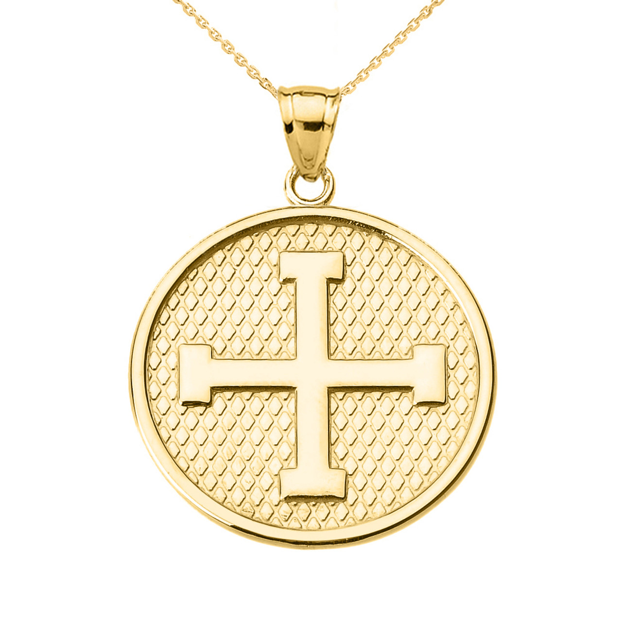 14KT Yellow Gold Swirl Design Greek Style Cross Pendant – LSJ