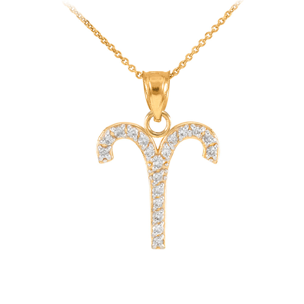 14K Gold Aries Zodiac Sign Diamond 