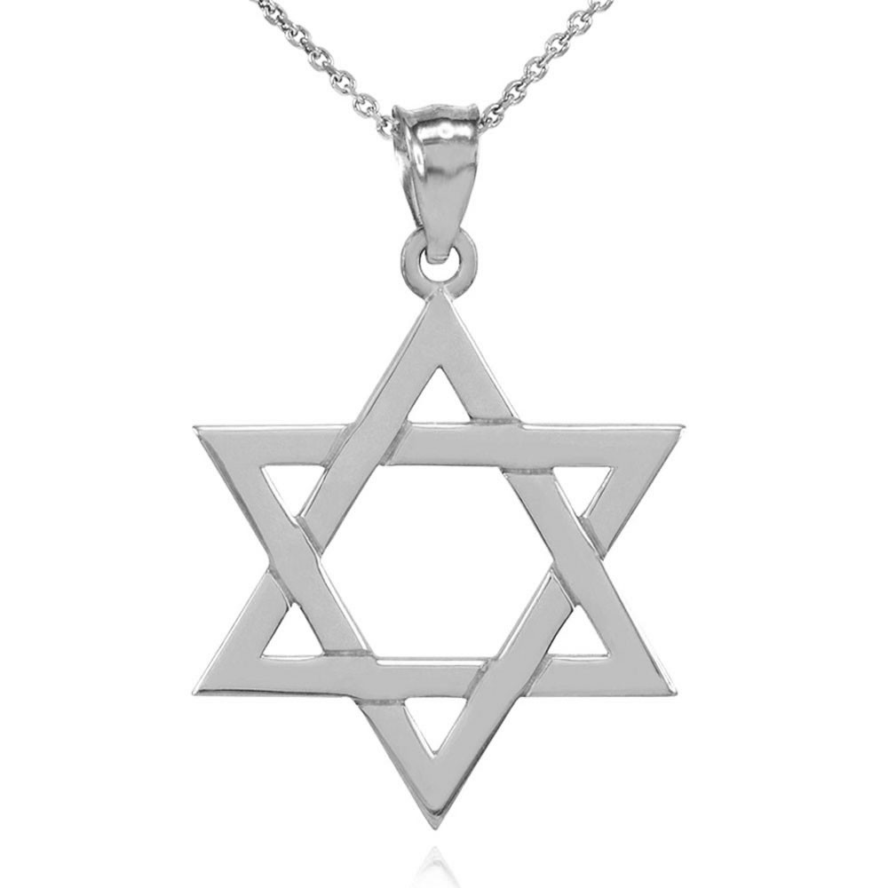 Solid White Gold Jewish Star of David 